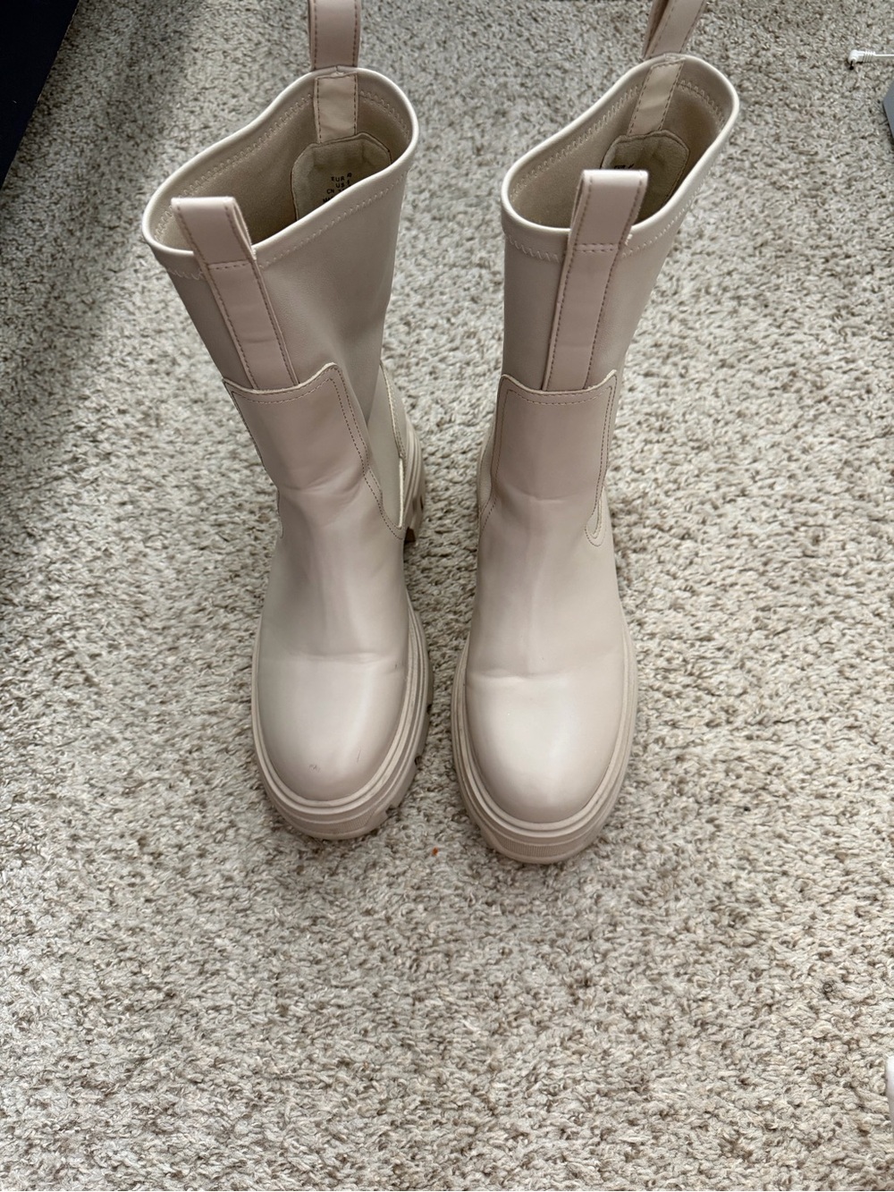 Women’s Neutral Chunky Boots - Cream Beige